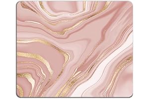 UTGYRRIK Mouse Pad, Square Mousepad, Personalized Premium-Textured, Non-Slip Rubber Base Mouse Mat, Waterproof Gaming Mouse Pad for Wireless Mouse, Computers, Laptop, Office, Home (Rose Gold Marble)