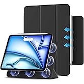 Aoub Magnetic Case for iPad Air 11 inch M3/M2 (2025/2024), iPad Air 5th/4th Gen (2022/2020), iPad Pro 11 (2018) Magnetic Attachment, Slim Tri-fold Stand case, Supports Pencil Pro/USB-C, Black