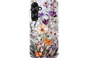 Goodon for Samsung Galaxy S24 Case Cute,Preppy Floral Design,Slim Silicone Protective Hard Cover,Wireless Charging Compatible