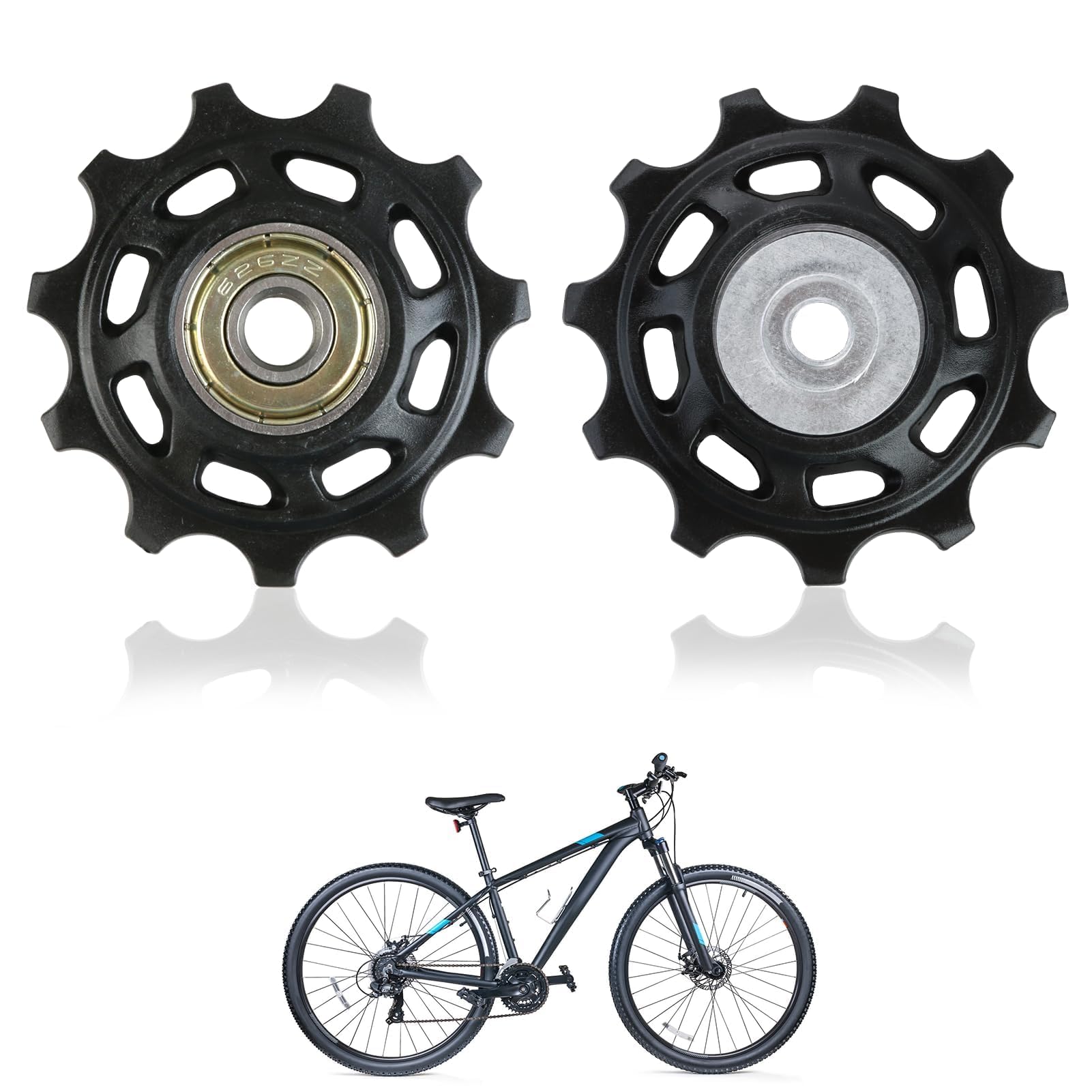 Cycling 2 x 11-T Derailleur Jockey Wheels Rear Whee Pulleys Aluminium Alloy Derailleur Bikes Ultralight Bearing for 9- 10- and 11-Speed Campagnolo RollerBoys and SRAM BDP-02