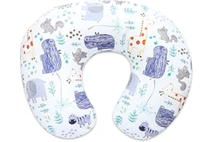Hooyax Nursing Pillow Cover, Animals Print Breastfeeding Pillow Slipcover for Baby Girls & Boys, Soft and Comfortable Feeding Cushion Cover for Newborn, Washable & Breathable