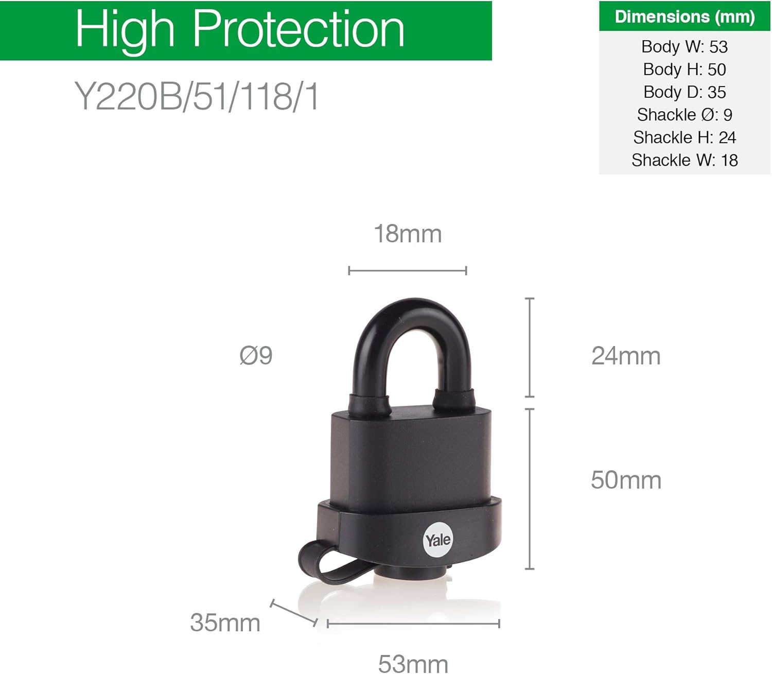 Yale - Y220B/51/118/3 High Security 51mm Weatherproof Padlock, Pack of 3 - Open Hardened Steel Shackle - 3 Keys - Image 4