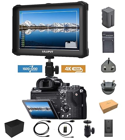 Schwarz Lilliput A7s-2 7 Zoll 1920x1200 IPS Screen Kamera Feldmonitor Field Monitor 4K HDMI Input Output Video DSLR Camera A7