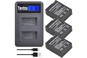 Tectra 3Pcs AHDBT-301 Hero3 Replacement Battery + LCD Display Dual USB Charger for GoPro Hero 3 Hero 3+ Camera Accessories
