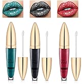 Pieukesy Classic Vivid Glitter Liquid Lipstick Set - 3PCS Diamond Shiny Waterproof Metallic Lip Gloss