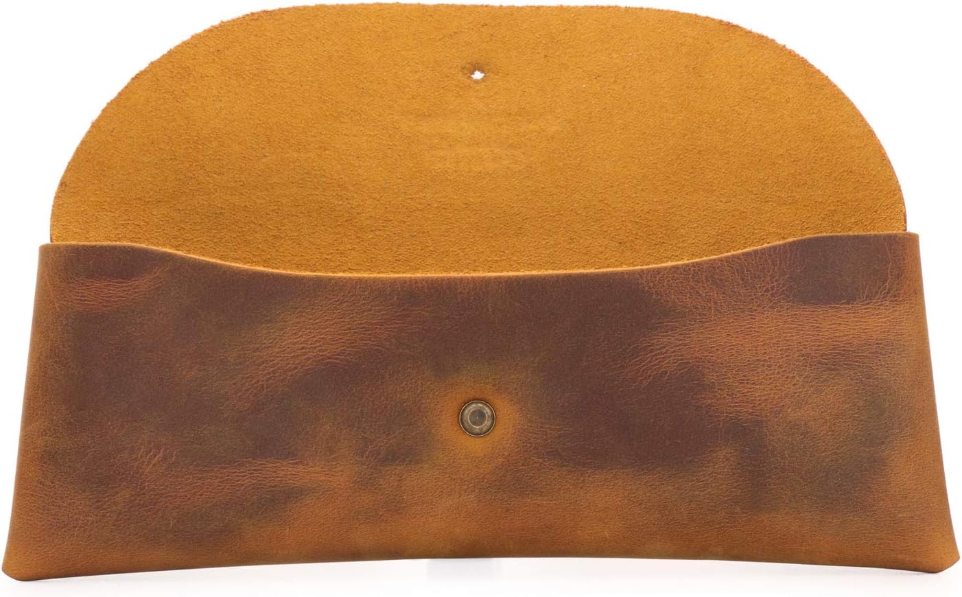 LONDO Genuine Leather Retro Pen and Pencil Case - Metal Snap Fastener, Pencil Pouch Stationery Bag, Camel - Image 4