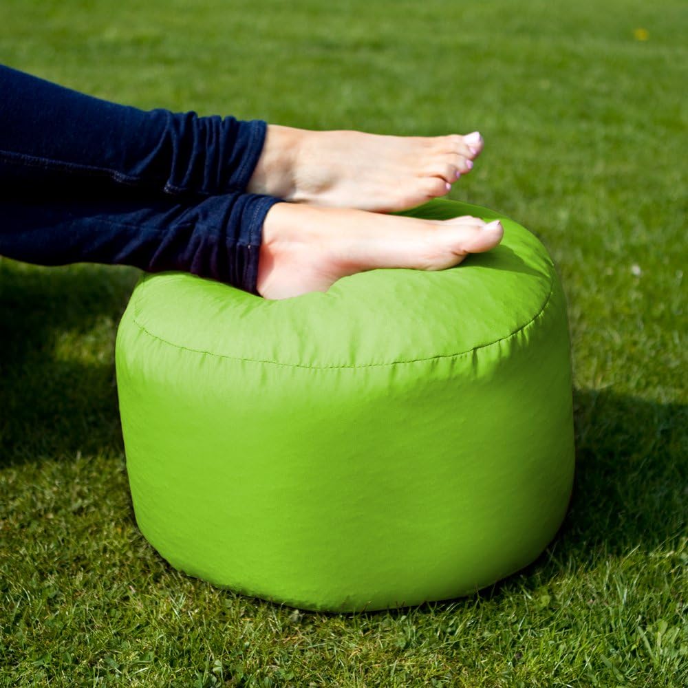 Bean Bag Bazaar Outdoor Footstool, Lime Green, Indoor Outdoor Water-Resistant Fabric, Pouffe Footstool with Filling Included - Image 5