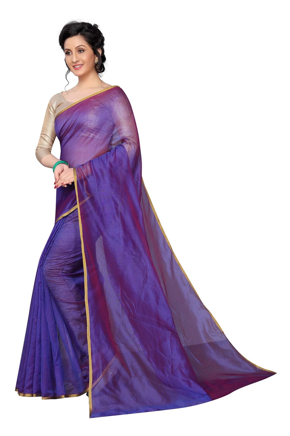 perfectblue women's linen saree with blouse piece (silkivariation)