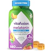 Vitafusion Melatonin Gummies Sugar Free | 3mg Per 2 Gummies | 140 Count | Yummy Peach and White Tea Flavor | Adult Gummy For Sleep Support | Drug Free Supplement