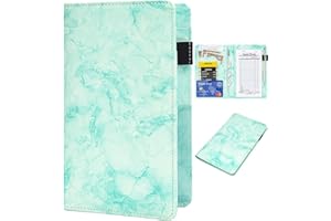 HERRIAT Server Books for Waitress - Marble Texture Leather Waiter Book Server Wallet with Zipper Pocket, Cute Waitress Book&Waitstaff Organizer with Money Pocket Fit Server Apron