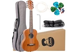 Kmise Tenor Ukulele,8 String Mahogany Wood Musical Instrument for Professionals with Ukelele Picks Gig Bag Strap Replacement 