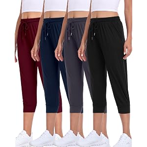 4 Pack Women Lightweight Sweatpants Joggers, Soft Skin-Friendly Women Pants