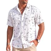 GEPOS Tropical Print Men's Short Sleeve Button Down Hawaiian Shirts | Funny Animal Aloha Shirt for Men Lightweight Breathable Fabric Casual Top, Beach Resort Wear, Summer Gifts Loose Fit