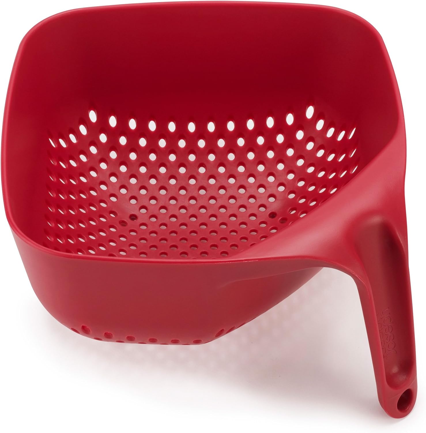 Joseph Joseph 40089 Square Colander Stackable with Easy-Pour Corners and Vertical Handle, Medium, Red