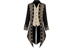Taamlou Men's Medieval Tailcoat Jacket Embroidery Vintage Gothic Steampunk Tuxedo