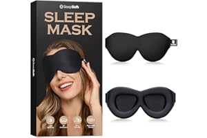 SleepSloth Sleep Eye Mask, 3D Contoured 100% Blackout Eye Mask, Sleep Mask with Adjustable Strap, Night Blindfold for Women Men, Eye Mask for Sleeping, Black