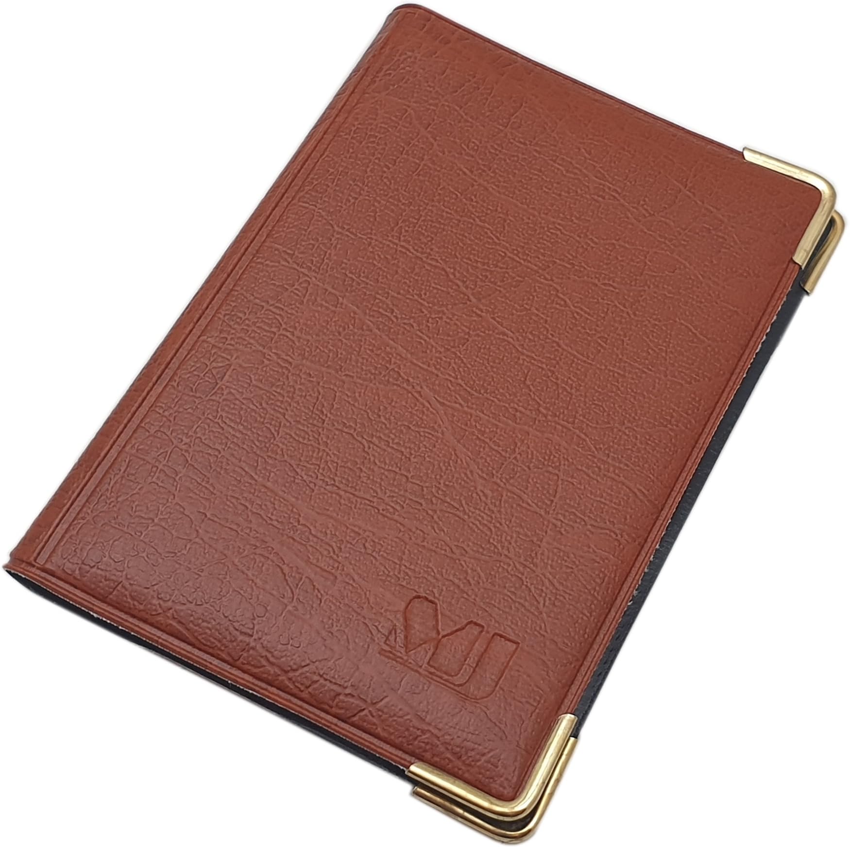 myledershop Credit Card case with Metal Corners 12 Pockets (Design 3 / Brown)