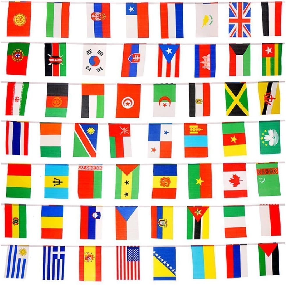 G2PLUS 50M World Flag Bunting, 200PCS Country String Banners for Eurovision Party Decorations Football Games, Garden Deco - Image 3