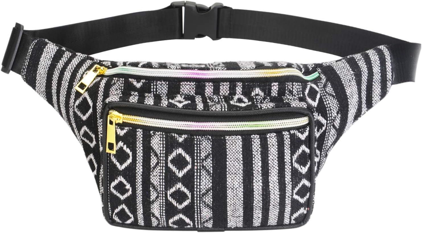 Fanny Pack Boho Stripe Waist Pack Bag for Men Women Hip Bum Bag with Adjustable Strap for Outdoors Workout Traveling,Hiking,Rave Party,Festival