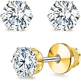 Limerencia Moissanite Stud Earrings G23 Titanium Hypoallergenic Screw Back Moissanite Earrings D Color VVS1 Clarity Jewelry Gifts for Women Men 0.2CT-1.6CT