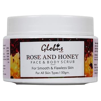 Globus Naturals Rose & Honey Face & Body Scrub | For Smooth and Flawless Skin | 50 gms