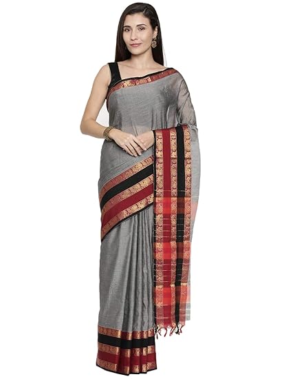 Womens Blended Cotton Saree (CCOPSC14088; Grey)