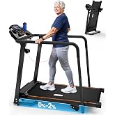Redliro Treadmill for Seniors with Long Handrail-Walking Treadmill for Home | 0%-2% Incline, 300 lb Capacity, Mute &amp; Screen Off Controls, Auto Lube, Phone Holder, Wheeled, Compact for Apartment