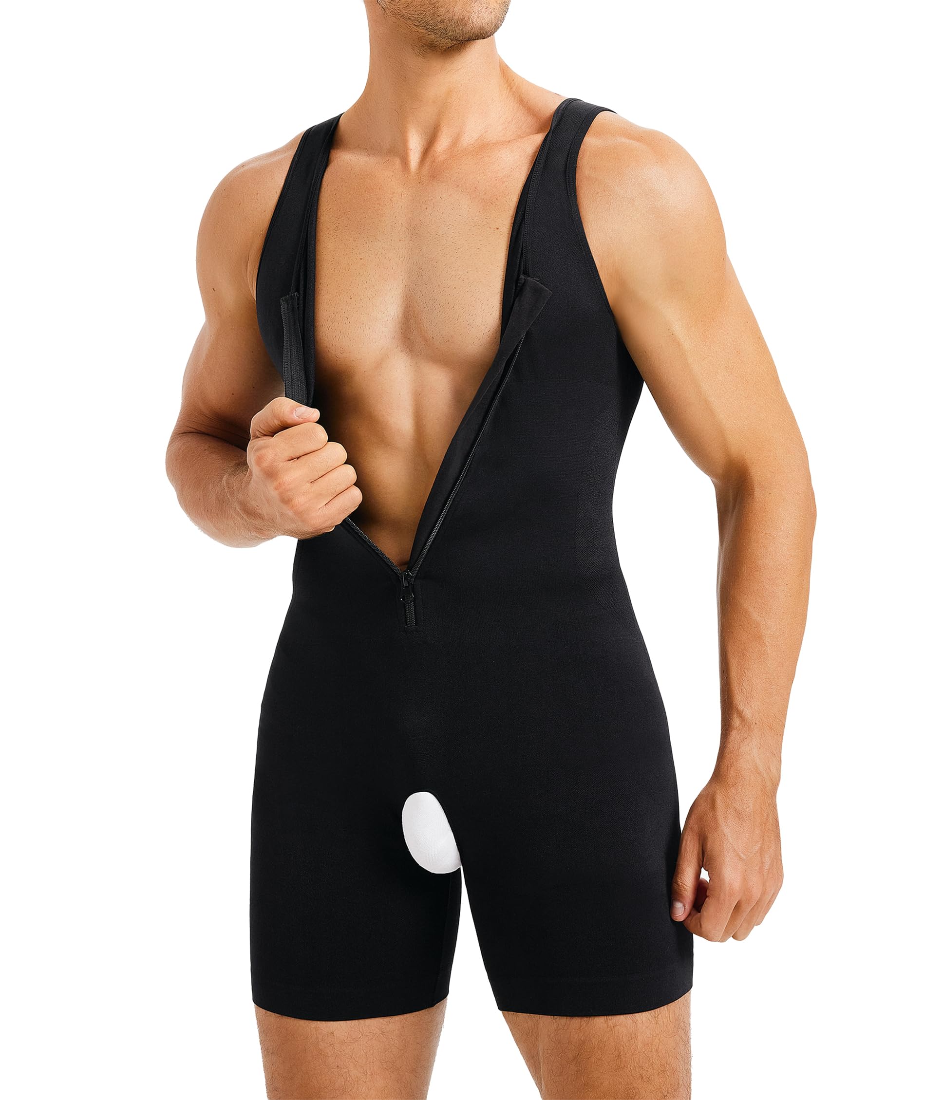 Photo 1 of TAILONG Mens Bodysuit Shapewear for Tummy Control Gynecomastia Compression Shirts Full Body Shapewear Fajas Para Hombres Black