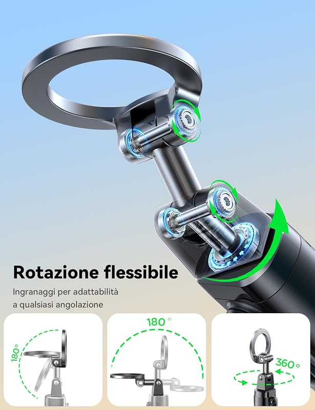 MagSafe Treppiede Smartphone All-in-1 Viaggio Accessori Utili Girevole a 360° Estensibile Selfie Stick con Treppiede e Telecomando Cellulare Supporto per iPhone Samsung Android — foto 6 di 8