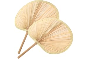 FUNOMOCYA 2pcs plantain fan dried palm fans bamboo rustic hand handmade retro palm leaves s rattan indoor woven wooden China summer student