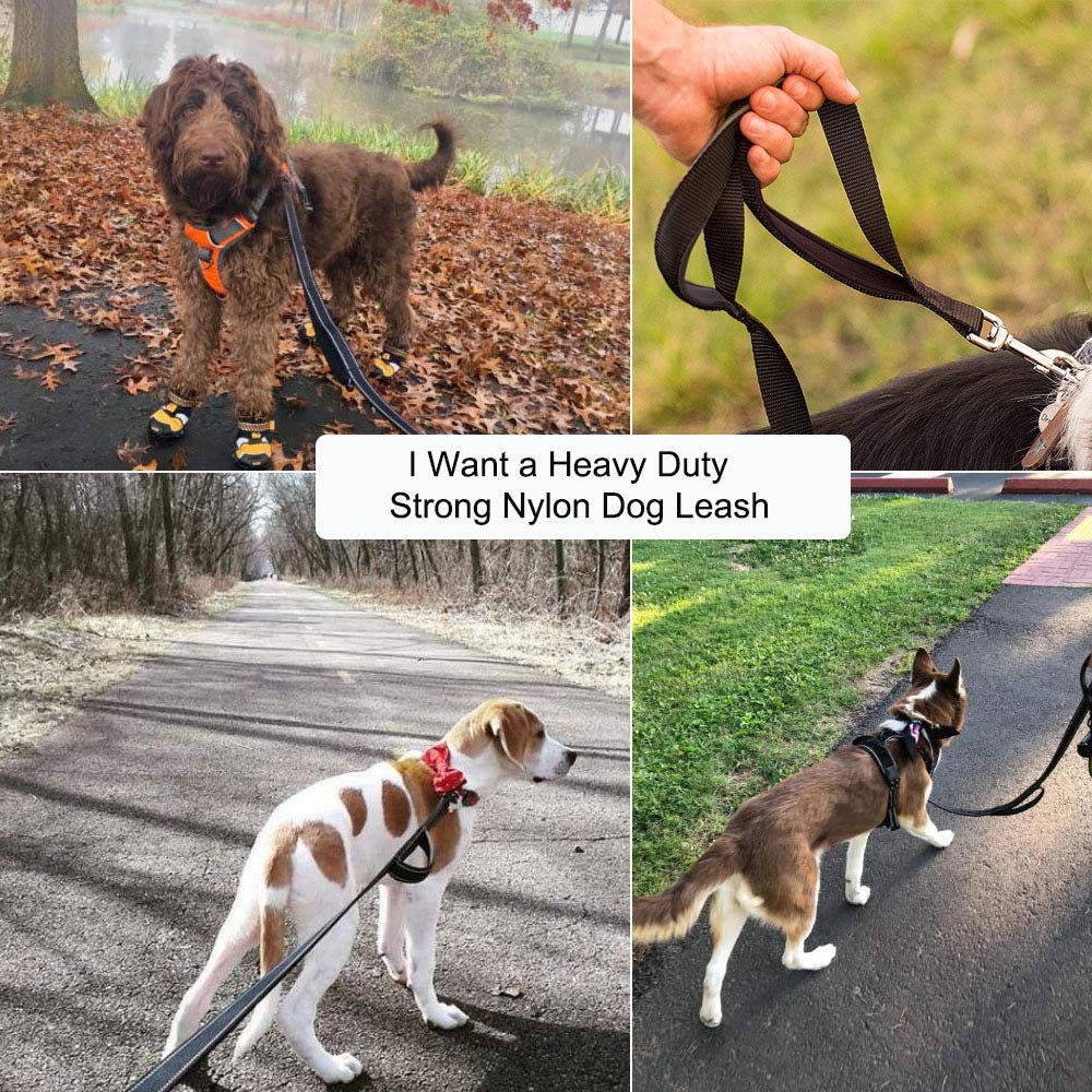 Top-Newest Large Dog Leash, 1.5m Double Handles Dog Lead Heavy Duty Strong Nylon Dog Leash Training Leash Control Safety Training for Large Medium Dogs, Reflective design