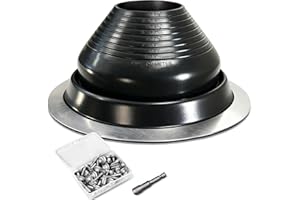 ACNOYEL #6 Epdm Metal Roof Vents Roof Pipe Flashing Boot, Flexible Roof Chimney Flashing Roof Jack for Pipe OD 5" to 9", Screws & Hex Socket Included, Black/ 1 Pcs