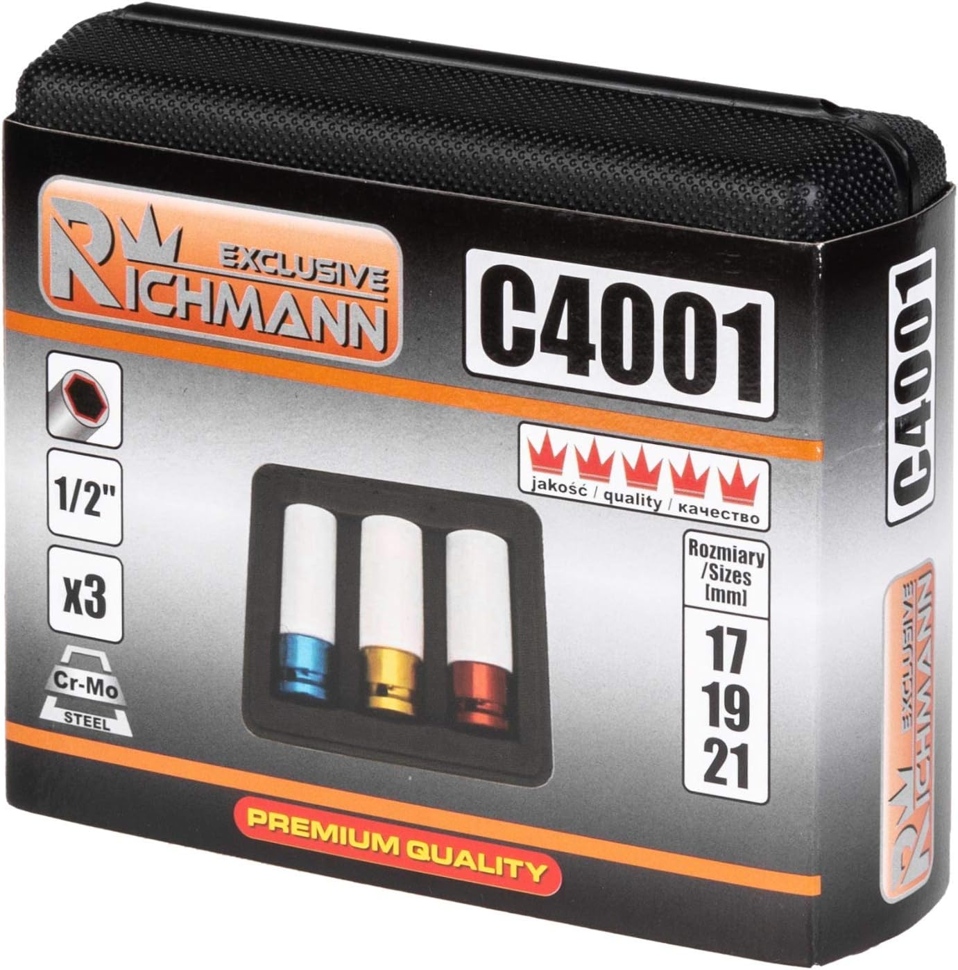 RICHMANN 1/2" hi-torque alloy deep impact sockets sizes 17, 19, 21mm (C4001) - Image 5