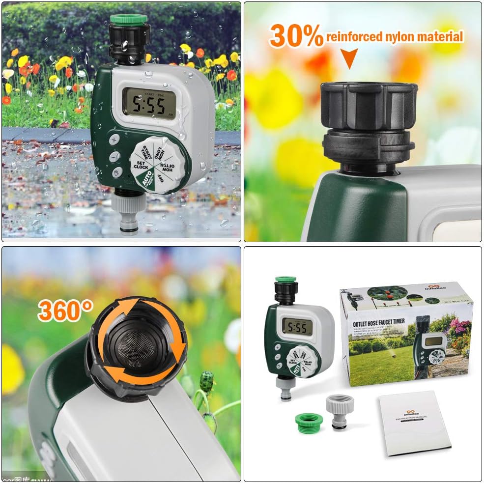 Innoo Tech Digital Water Timer, 2020 Upgrade Programmable Faucet Watering Timer with Huge LCD Display, Waterproof Automatic Sprinkler Controller for Garden Yard Lawn Drip Irrigation Watering System: Home & Kitchen