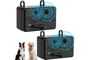 GLOSSYEND 2pck Anti Barking Device, 50 FT Ultrasonic Dog Barking Control Device, Neighbor Dog Silencer, 4 Modes Bark Box, Dog Barking Silencer for Indoor and Outdoor Use, Waterproof Dog Barking Deterrent blackP