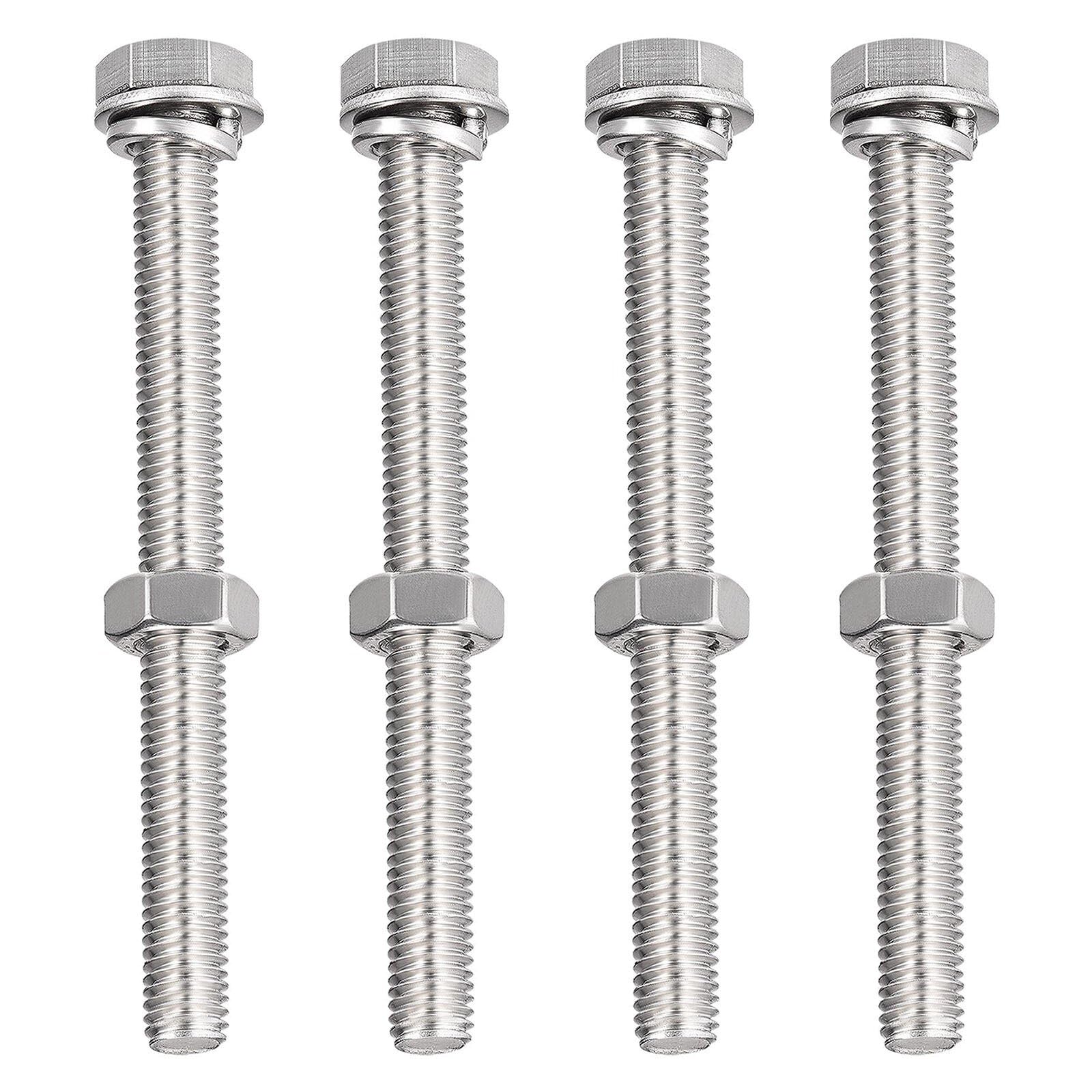 TA-VIGOR 4Pcs M8 x 80mm Hex Head Screws Bolts, Nuts, Flat & Lock Washers Kits, Fully Thread Hexagon Bolts, High Tensile Cap Screws for Metal Work, Automotive Machinery, Bike Motorcycles Repair