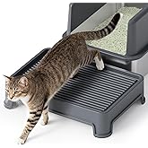 Booche Cat Ramp for Litter Box Elevated Litter Ramp for Cat Litter Boxes, Washable Easy Cleaning Steps with Filter Functions Suitable for Small &amp; Elderly Cats(14"x10"x2.5")