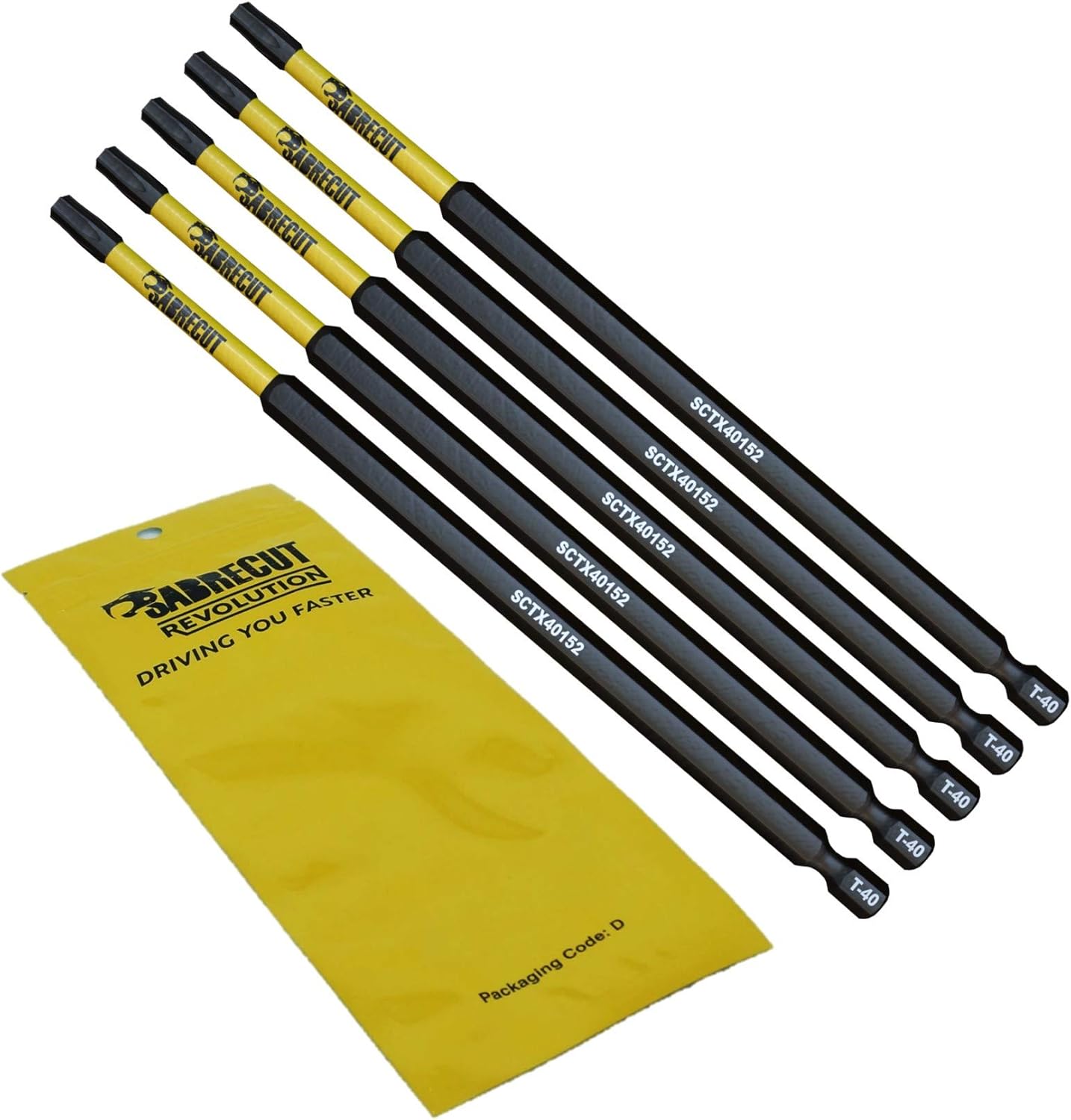 5 x SabreCut SCTX40152_5 152mm T40 TX40 Magnetic Impact Screwdriver Driver Bits Set Torx Heavy Duty