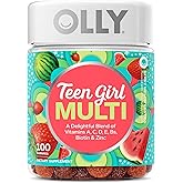 OLLY Teen Girl Multi Gummy, Healthy Skin and Immune Support*, Essential Vitamins, Biotin, Zinc, Chewable Multivitamin, Strawberry Melon Flavored, 50 Day Supply - 100 Count