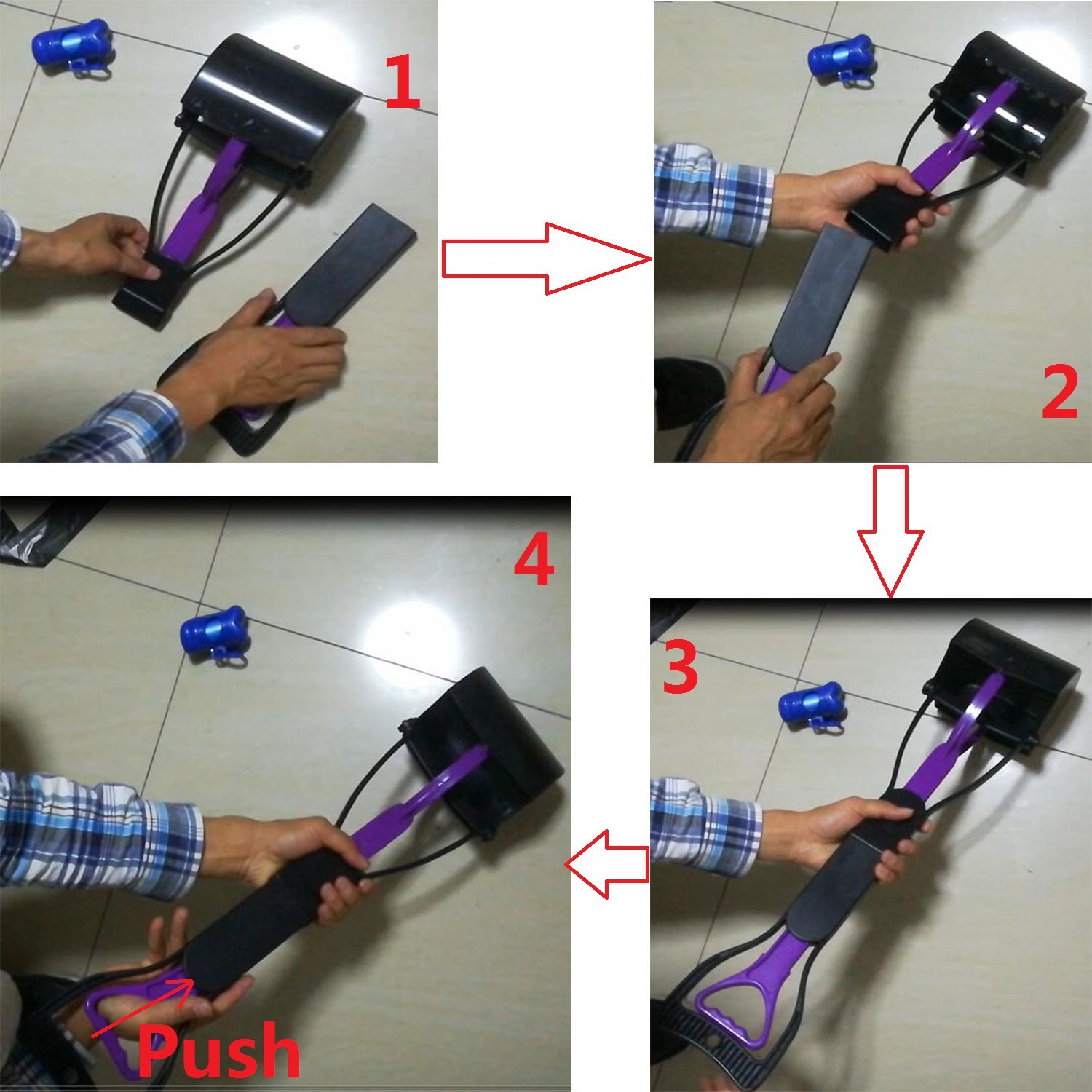 24 Inch Long Handle Pet pooper scooper and Bags for Dogs --- Easy Clean Up Defecate for All Pets (Purple)