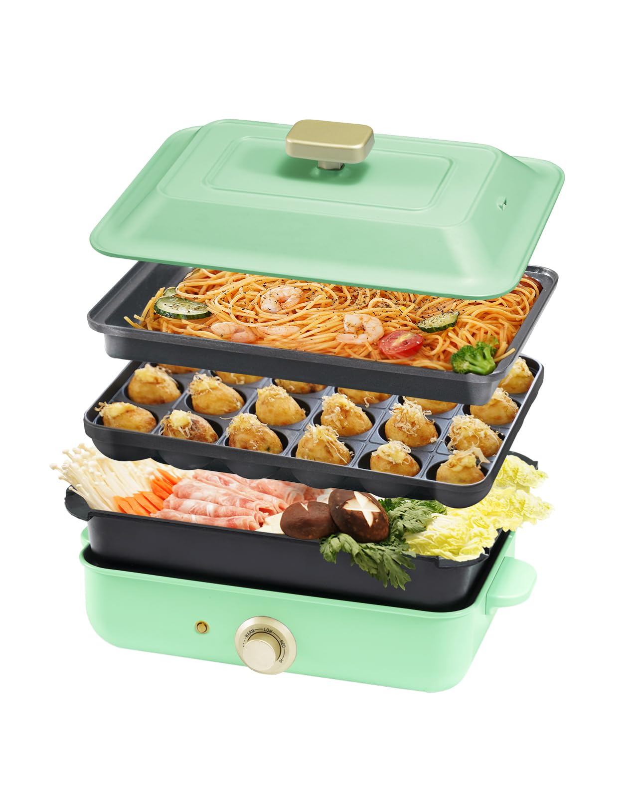 Mua SOLEMOOD Hot Plate, Yakiniku, Takoyaki with 3 Plates, MultiPurpose