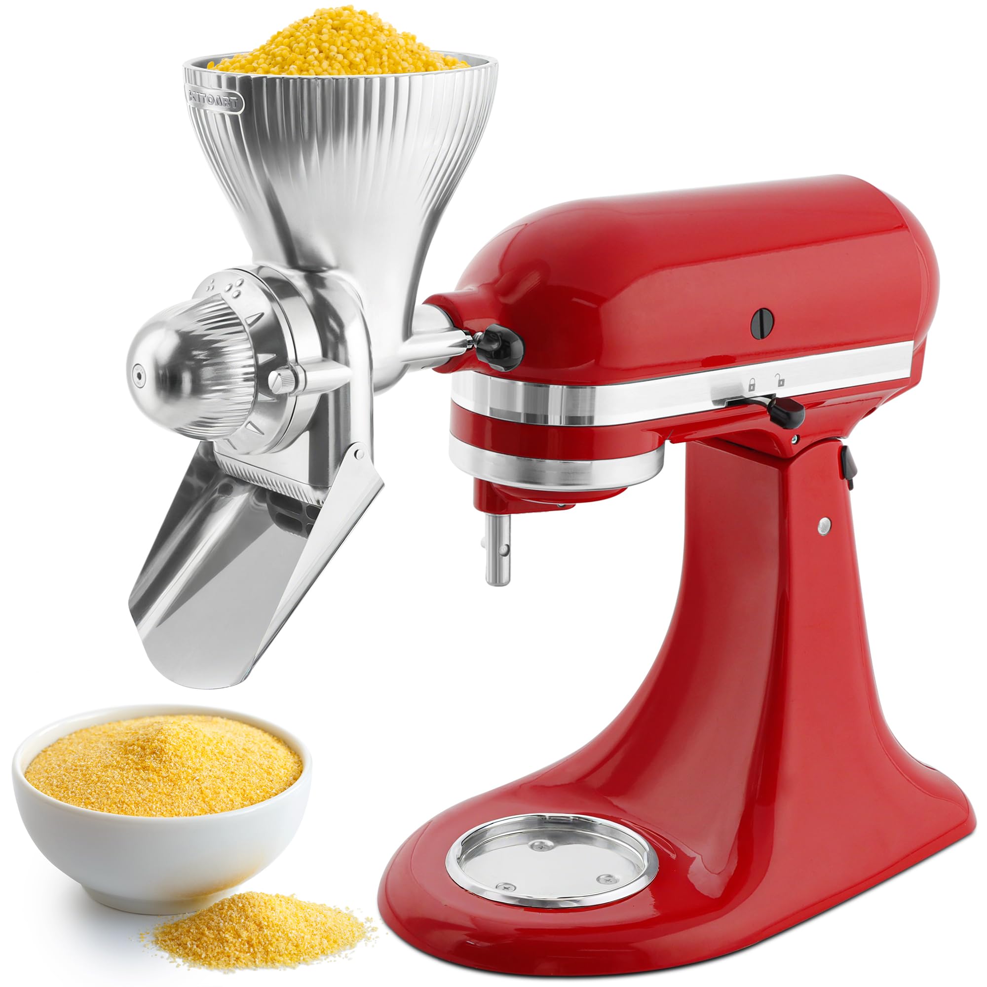 Photo 1 of Grain Mill Attachment for KitchenAid Stand Mixer with 12 Grind Level Flour Mill, Grain Mill Fit for Grinding Wheat, Corn, Oats, Buckwheat,Millet and Other Cereals - New Upgrades