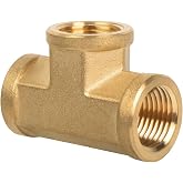 KAINGA Tee 1/2" &times; 1/2" &times; 1/2" NPT Female, Brass Pipe Fitting, 3 Way Brass T Connector for Propane, Oil, Gas, Air Flow Systems, Corrosion Resistant, 1200 PSI Rated, 1 Pack