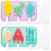 Hemoton Silicone Popsicle Molds, 2 Pack Homemade Cake Pop Molds, Reusable Ice Molds Cakesicle Molds with Lid and 12 Stickers 