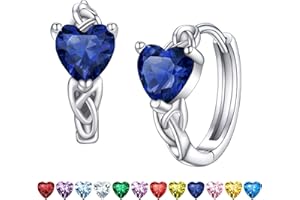 Bestyle Sterling Silver Celtic Earrings with Birthstone for Women, Hoop/Cross/Heart/Celtic Knot Celtic Birthstone Earrings for Women, Great Birthday Gift