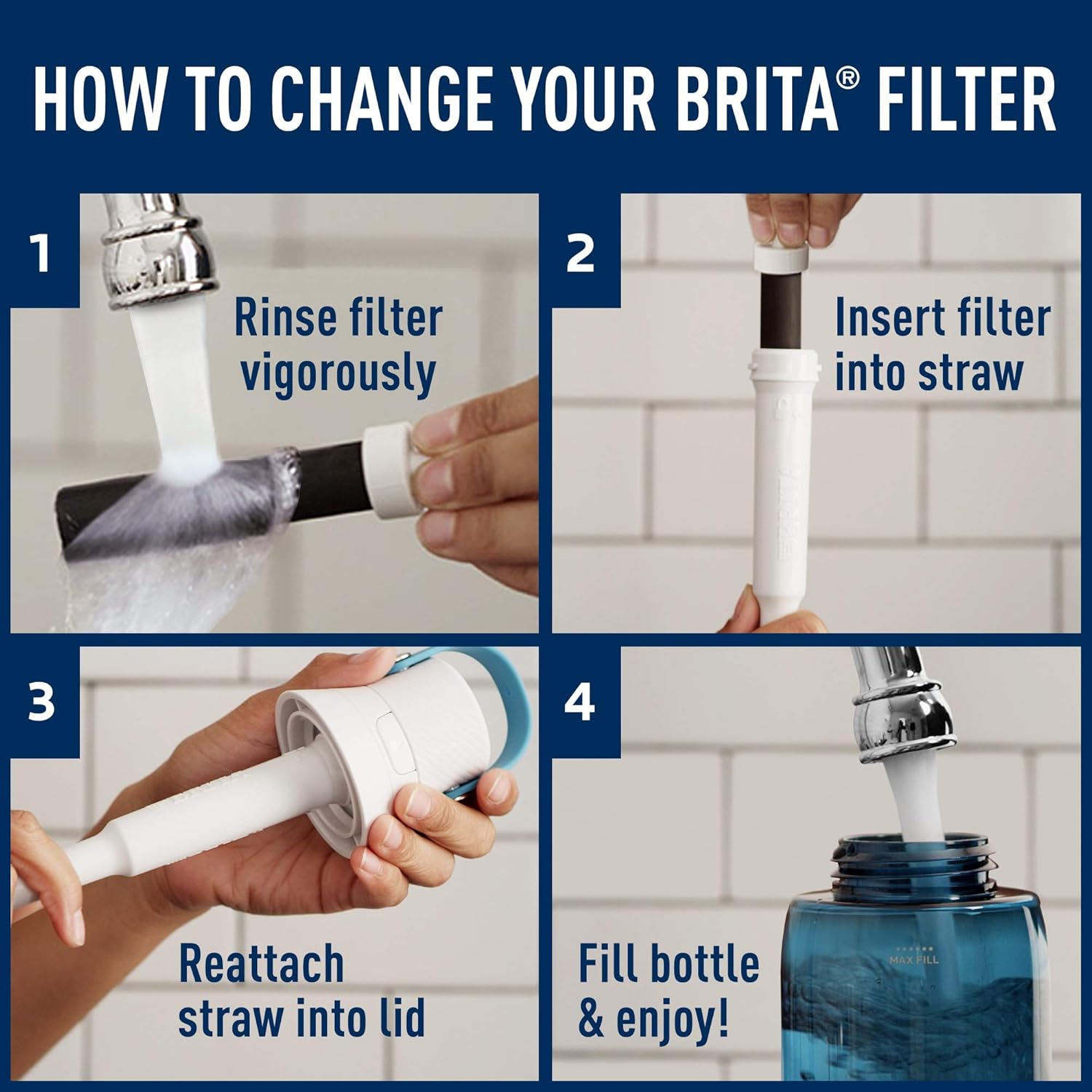 Brita Water Bottle Replacement Filters, 3 ct: Kitchen & Dining
