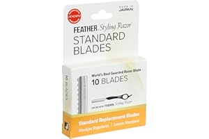 JATAI Feather Styling Razor Standard Blades - Professional Hair Cutting Blades for Styling, Shaping, Feathering, & Thinning - Stainless Steel Single Edge Guarded Blade - Made in Japan - Refill Pack - 10 Ct