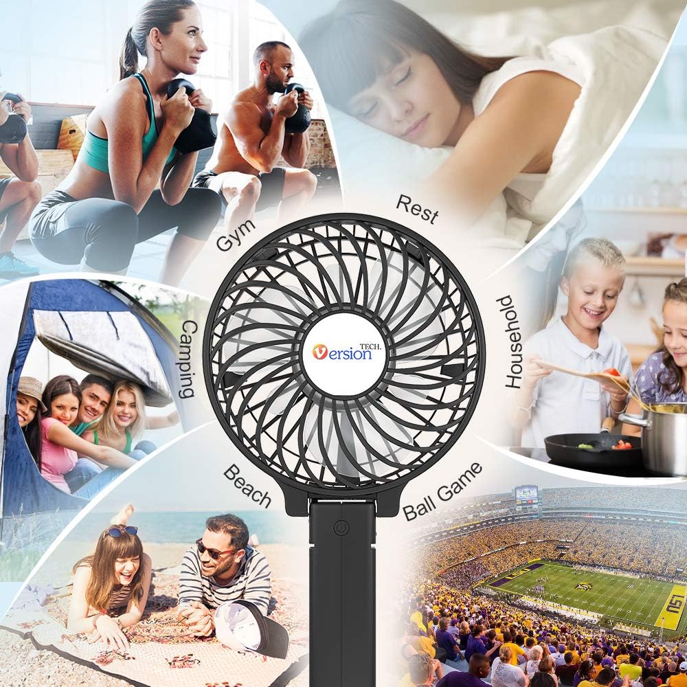 VersionTECH. Mini Portable Fan, USB Battery Operated Desk Fan, Small Personal Handheld Table Fan with USB Rechargeable Cooling Folding Electric Fan for Travel Office Room Household Black: Home & Kitchen