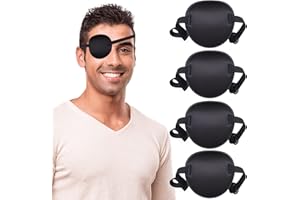 Fezog 4PCS Adults Eye Patch, Eye Black Patch for Kids, Adjustable Eye Patches for Right or Left Eye, Amblyopia Lazy Eye Patches (4 Pcs)