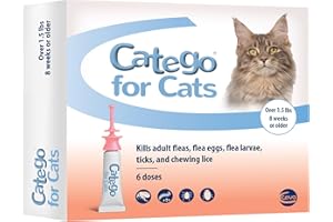 Catego for Cats Flea and Tick Treatment & Prevention (Over 1.5 lbs) 6-Month Supply